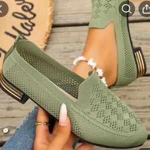 Olive Green Slip-On Loafers Shoes Women's Size 8.5 NIB